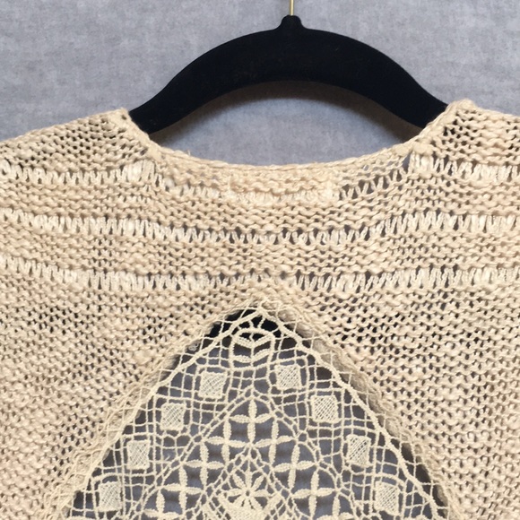 Blu Pepper Boho Retro Crochet Vest w/ Long Fringe Contrasting Diamond Design S - Picture 4 of 12